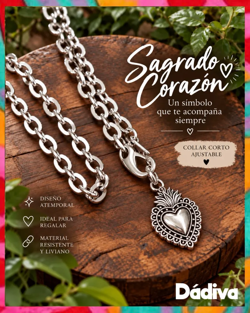 Collar Sagrado Corazón plateado