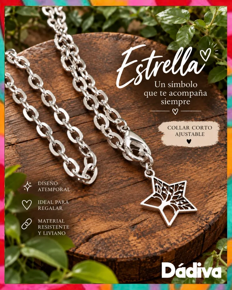 Collar Estrella Árbol de la Vida plateado