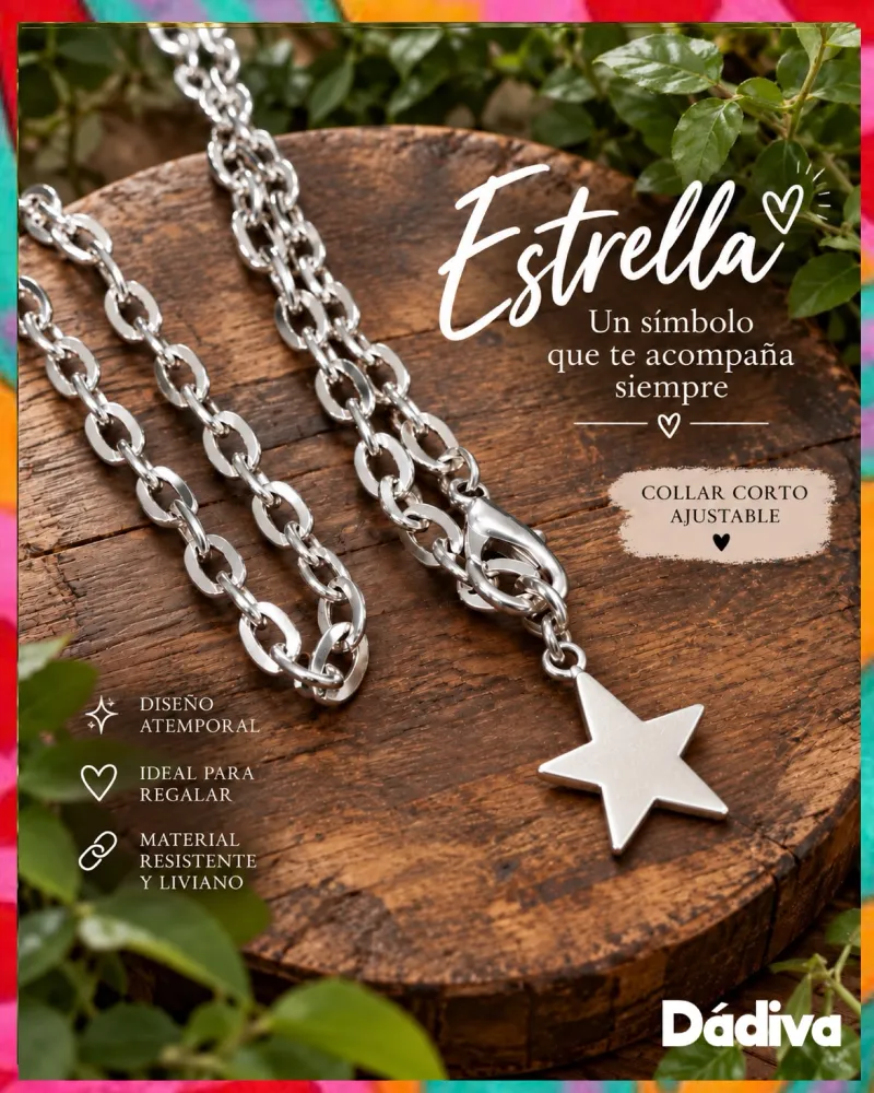 Collar Estrella lisa plateado