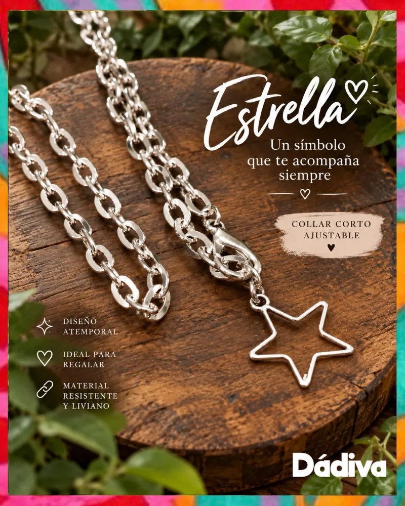 Collar Estrella calada plateado